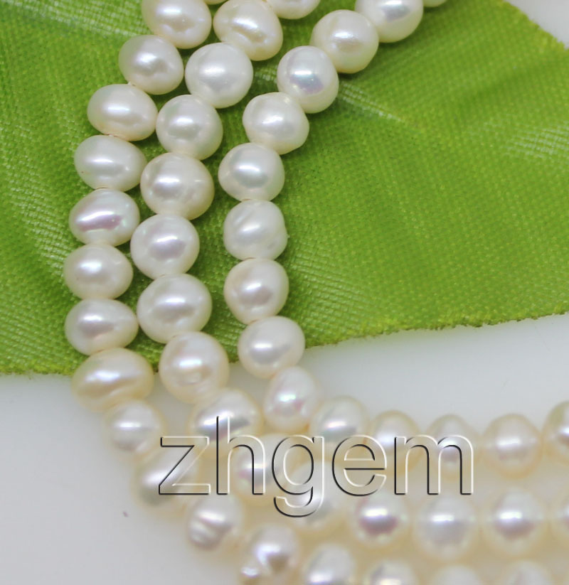 wholesale 5strands natural white pearl loose beads gem 4 5mm 14.5long