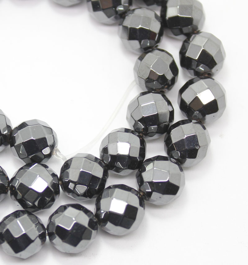 10mm natural faceted hematite loose beads gem 15.5long  
